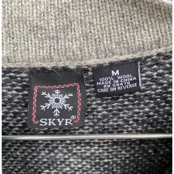 Vintage Skyr Nordic 100% wool cardigan sweater pewter frog clasps fair isle Sz M - Picture 7 of 10